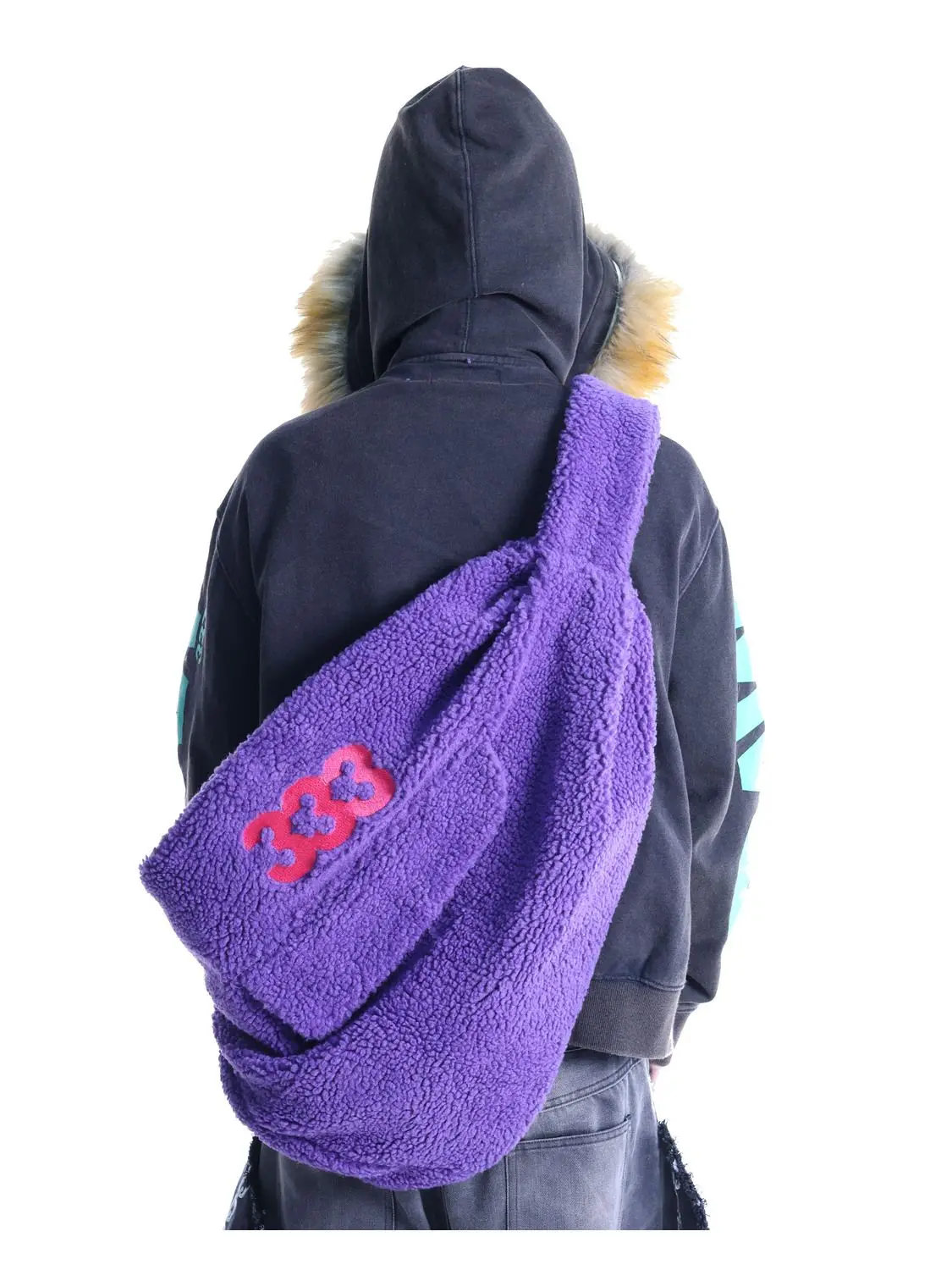 Women Fluffy Backpack Large Capcity Female Purple Y2k Sling Bag Men Casual Design Big Waist Bags 2024 Fashion Travel Backpacks