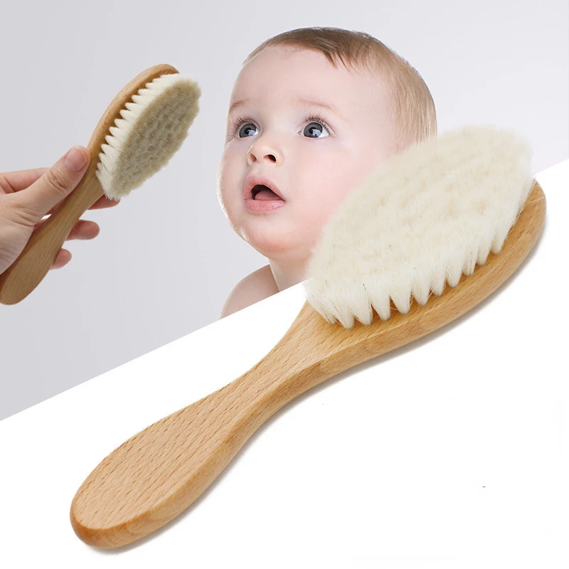 Soft Baby Wood Brush Newborn Baby Stuff Natural Wool Comb Infant Hair Brush Head Massager Portable Kid Babies Bath Accessories