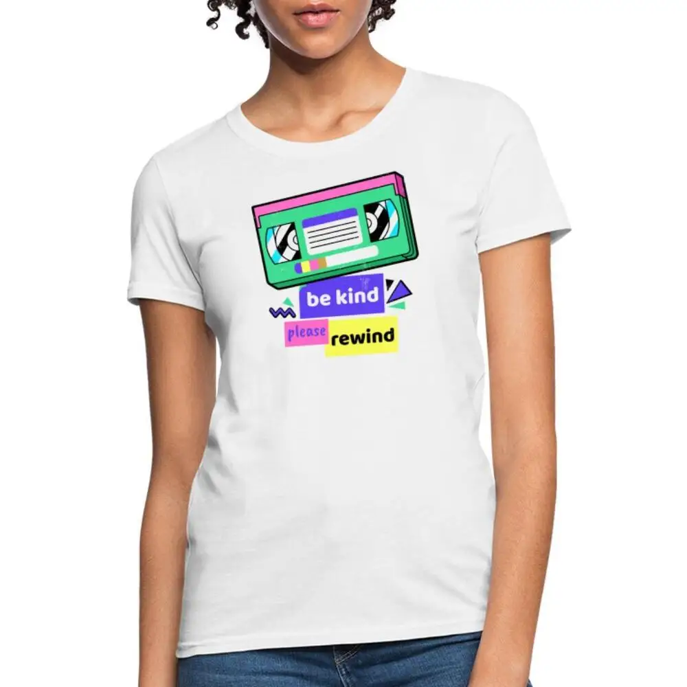 Be Kind Please Rewind VHS Retro Vaporwave Aesthetic Women's T-Shirt For Men Clothing Women Tees Y2K Tops Unisex Summer