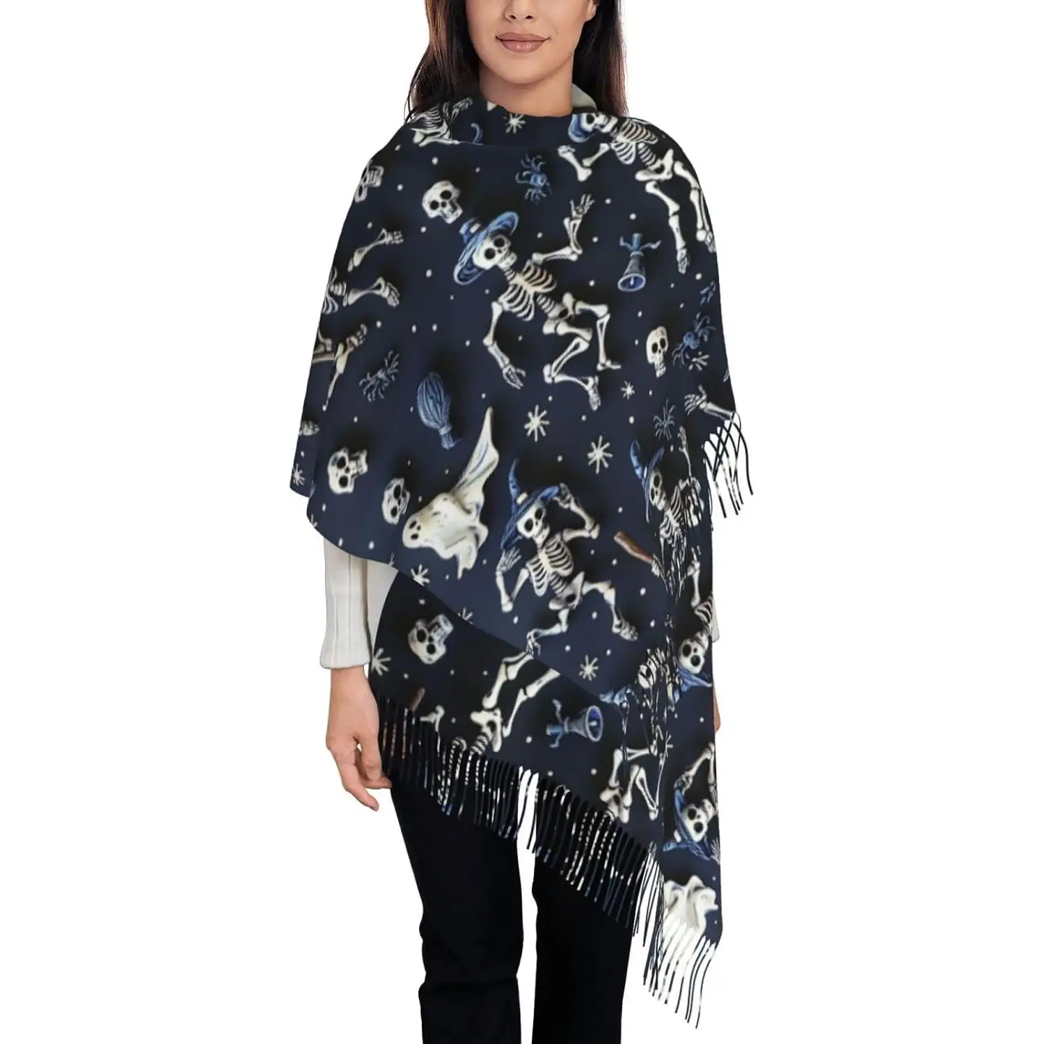 

Хэллоуин зима мягкий шарф женские теплые шали уютный шарф с кисточками шарф шаль для подарка женщин весна осень зима