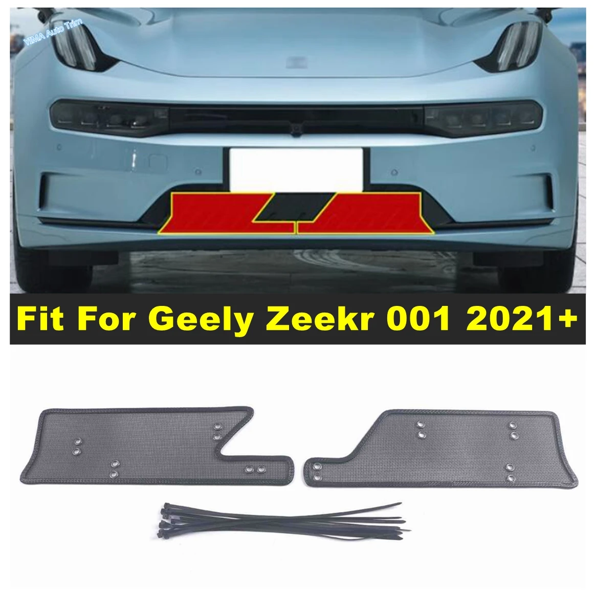 

For Geely Zeekr 001 2021 2022 2023 Car Front Grille Insect Net Cover Screening Mesh Insect-Proof Exterior Protection Accessories