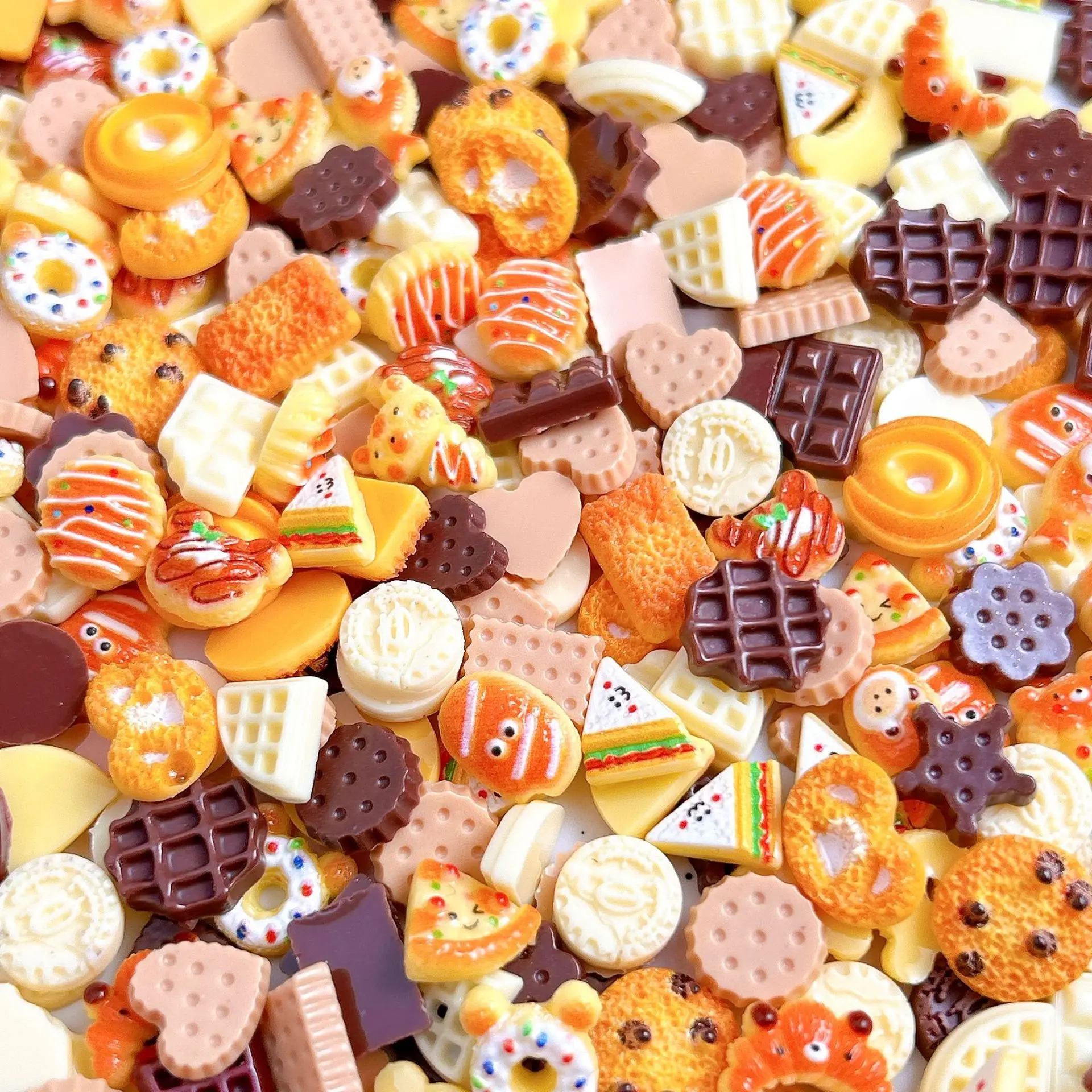30PC Mixed Design 3D Acrylic Chocolate Biscuit Bread Nail Art Desserts Accessories Charms For Nails Decoration Manicure Supplies
