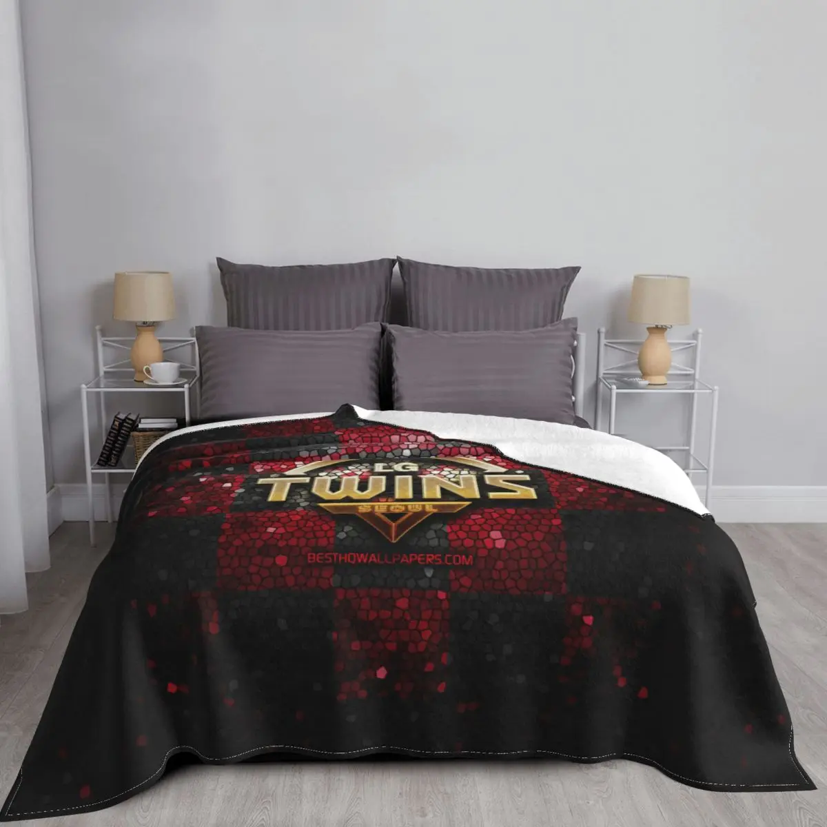 Lg Twins Baseball Team Sport Lover Blankets Fleece Print Multifunction Lightweight Thin Throw Blankets for Home Office Quilt