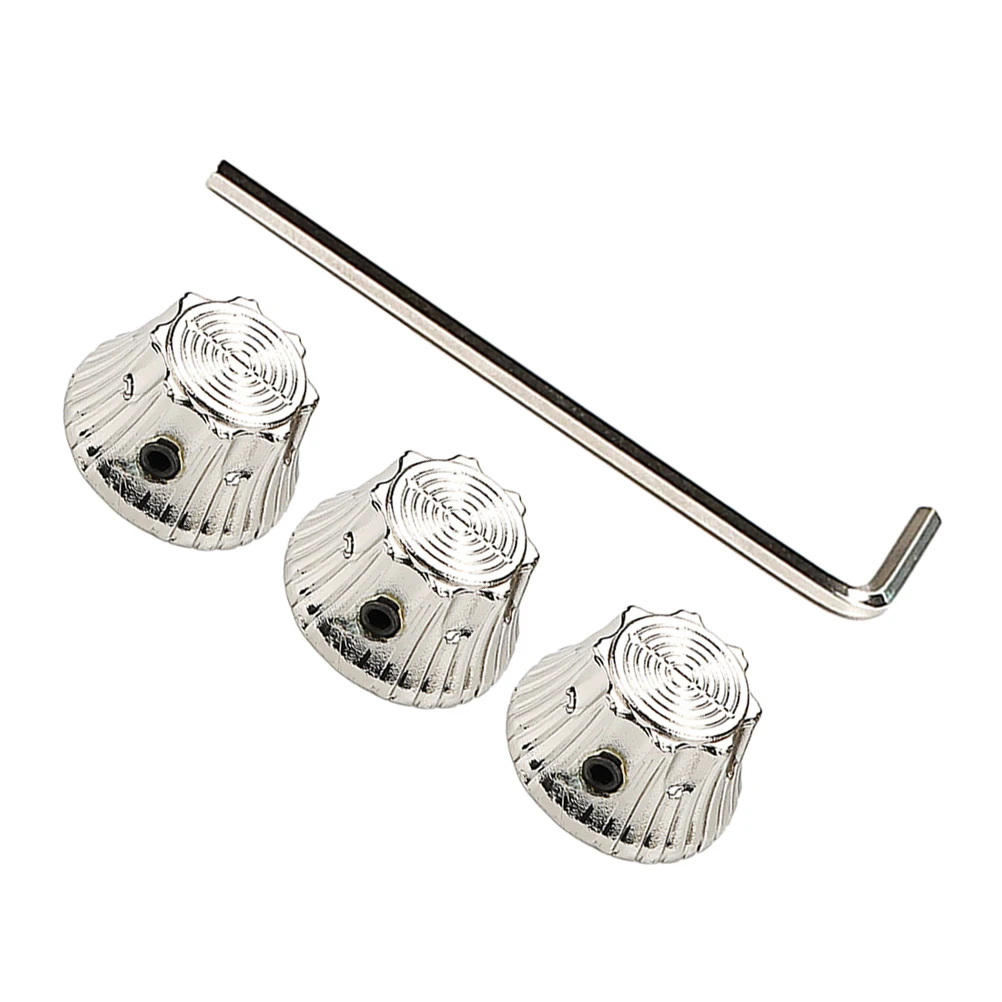 

4Pcs Metal Knobs Durable Sunflower Design Electric Guitar Parts Volume Tone Control Bass Accessories Silver GD155