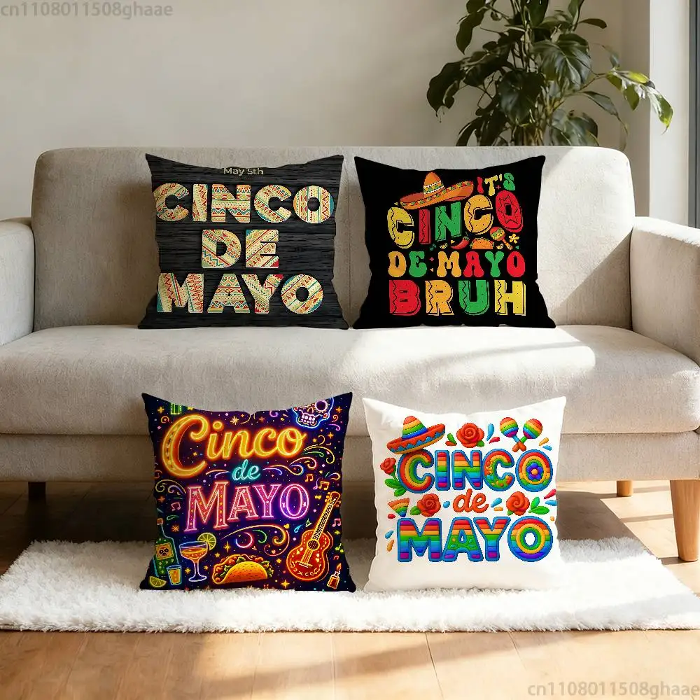 cinco de mayo Pillow Case Anti-dustmite Pillowcase Invisible zipper silky short plush Sofa cushion cover