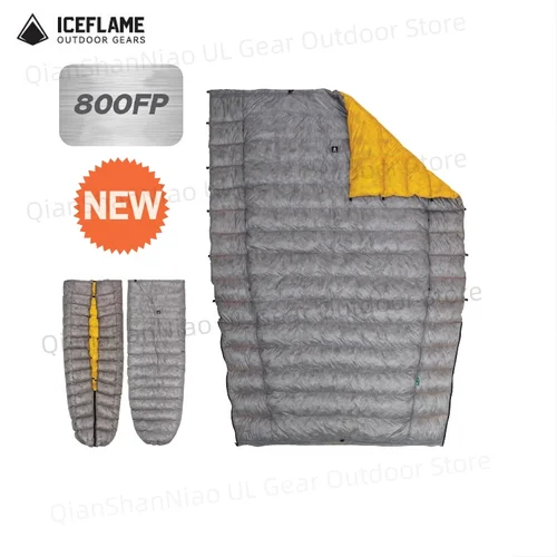 Edredón de plumón ICE Flame NXT 800FP para acampar al aire libre, colcha ultraligera multifuncional de plumón de pato, saco de dormir impermeable sin fondo