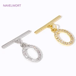 18K Gold Plated Inlaid Zircon Oval OT Clasps Toggle Clasp For Jewelry Making Findings DIY Necklace/Bracelets Making Accessories