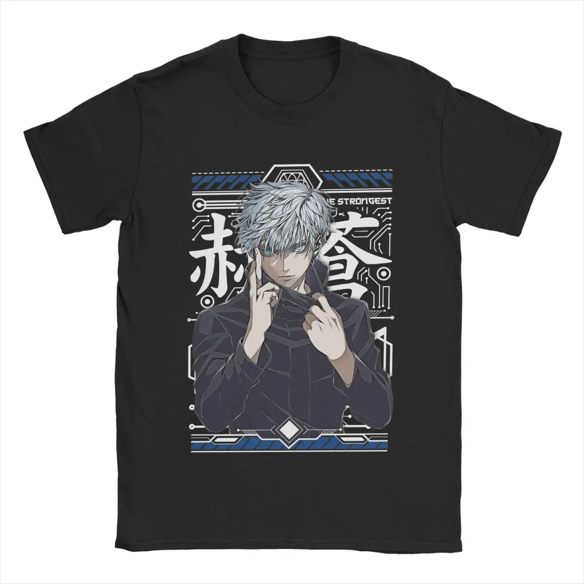 Men T-Shirts JJK Anime Gojo Satoru The Strongest Sorcerer Vintage Pure Cotton Tees Short Sleeve T Shirt Crew Neck Tops 4XL 5XL