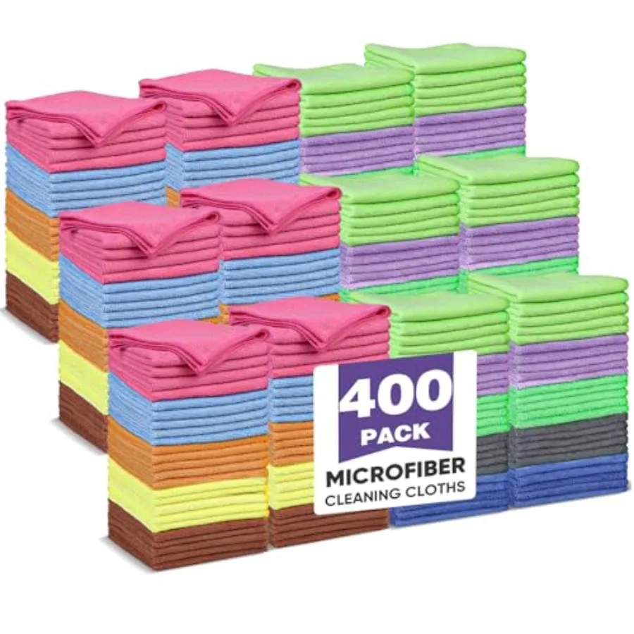 

Colors Microfiber Cleaning Cloths 400 Assorted Cleaning Rags Highly Absorbent Microfiber Towels for Car Kitchen Bathroom and Ho