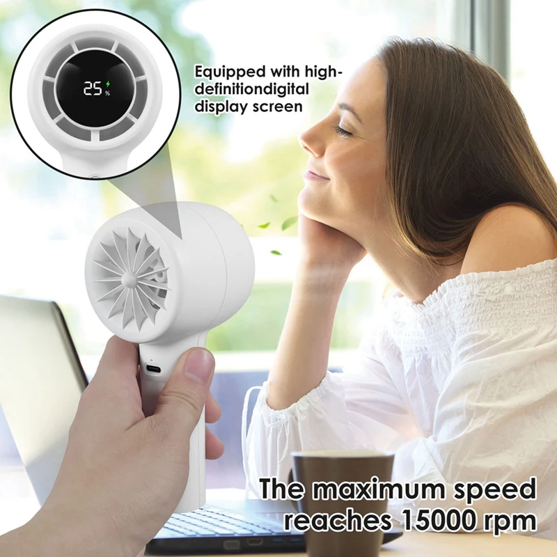 Handheld Portable High Wind Long-Lasting Desktop Silent Small Fan 3-Speed Charging Fan With Display