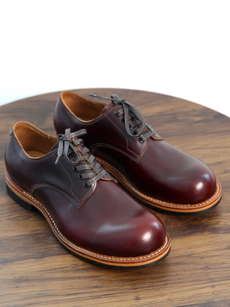 Low Cut Workwear Shoes Genuine Leather British Retro Trend Men's Boots Business Casual Lace Up Leather Shoes Goodyear-welding