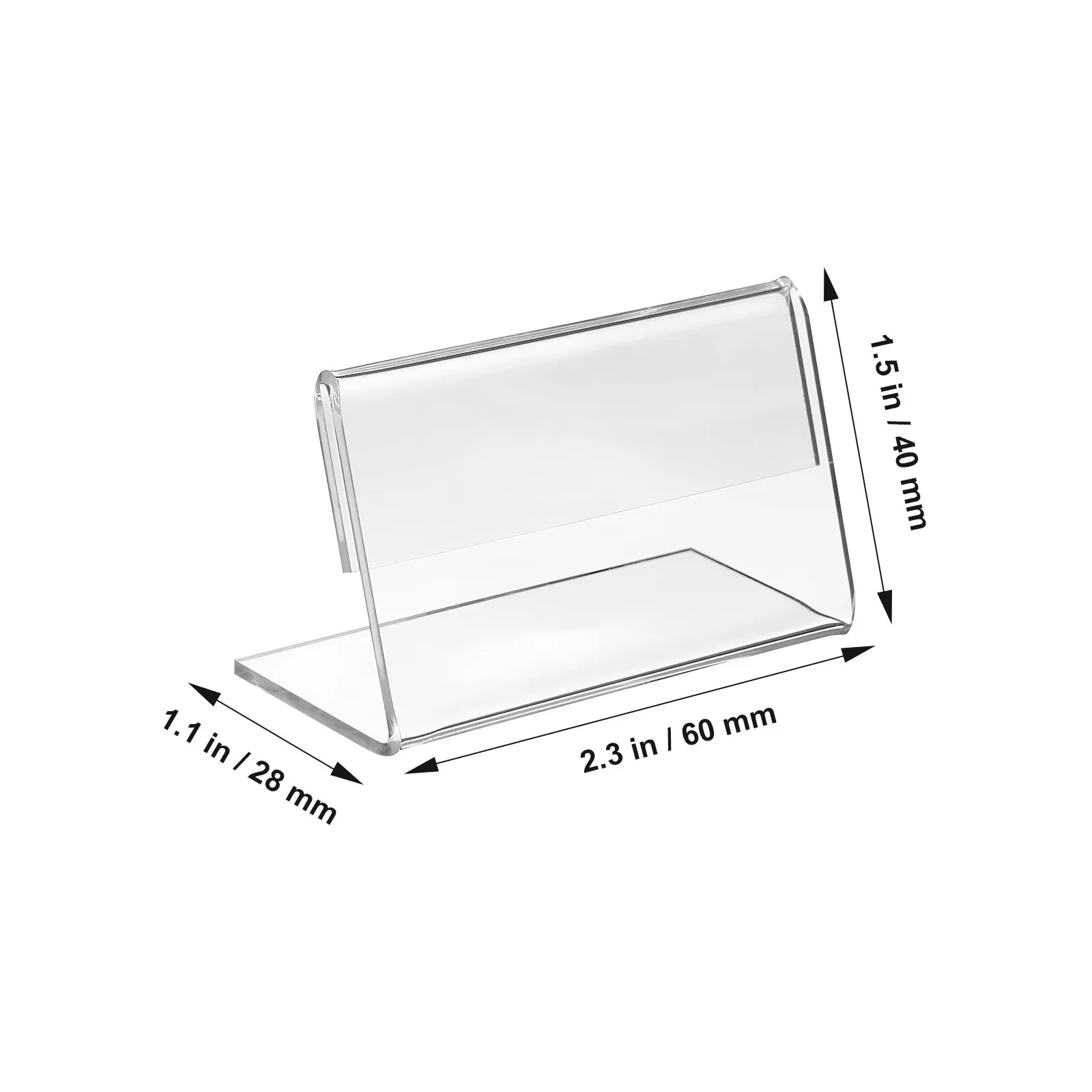 48Pcs Transparent Sign Holders L Shape Slanted Tabletop Display Stands Clear Plastic Sign Holders for Weddings Conferences