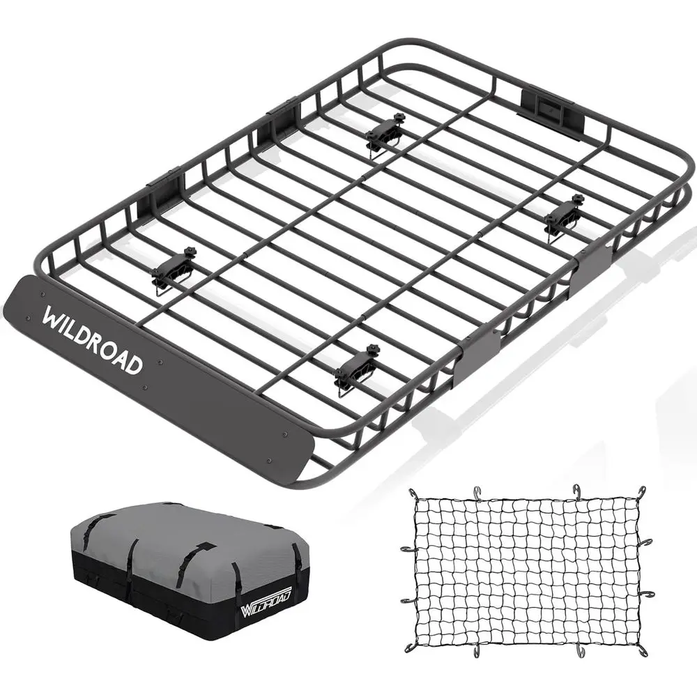 

Усовершенствованная корзина-багажник на крышу автомобиля 64x39x4 дюйма с ультрапрочной водонепроницаемой и износостойкой тканью (21 слой)