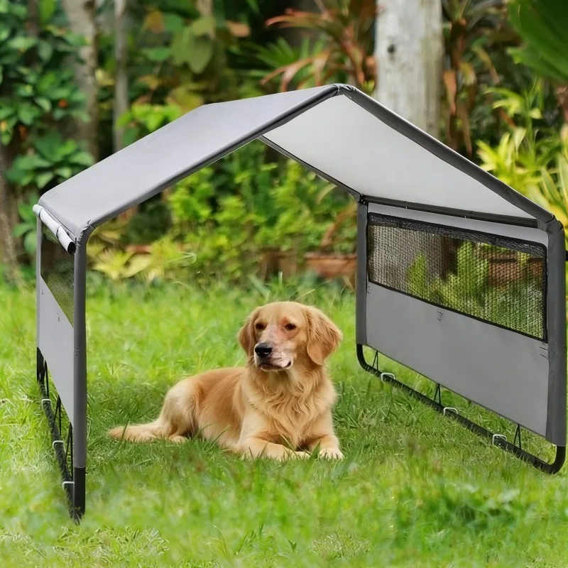 

Outdoor Dog Cot Sunshade Canopy Waterproof Tent with Window Ventilated UV Protected Portable Pet Shelter for Camping Patio