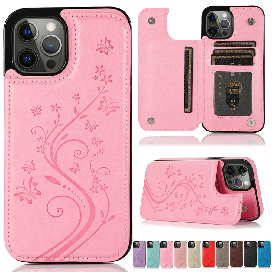 

Wallet Butterfly Flower Magnetic Flip Leather Case For iPhone 15 14 Pro Max 13 Mini 12 11 SE 2022 2020 X XS XR 8 7 Plus Cover
