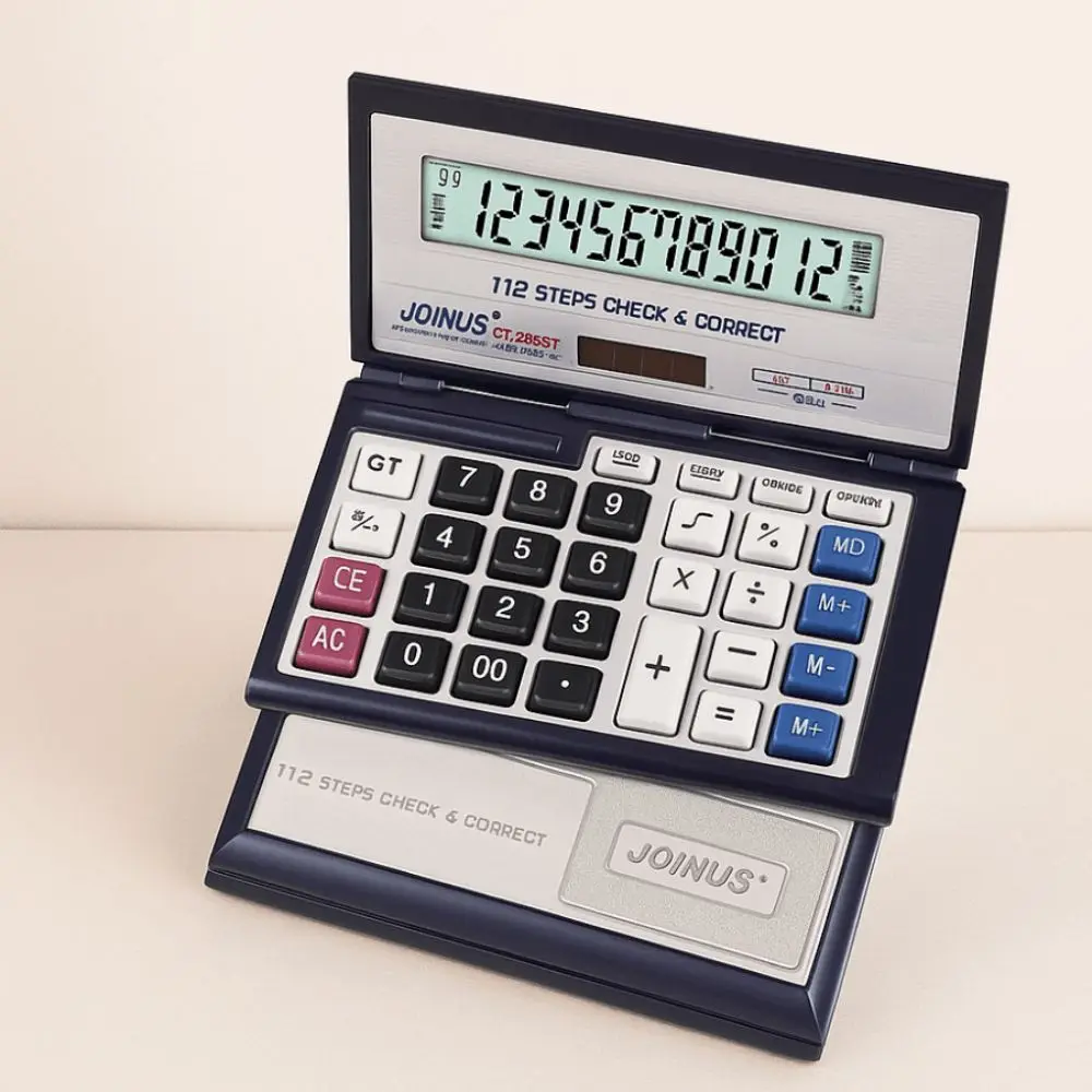 Foldable Folding Flip Calculator Portable 12 Digits Solar Calculator Large Screen Multifunctional Financial Office Calculator