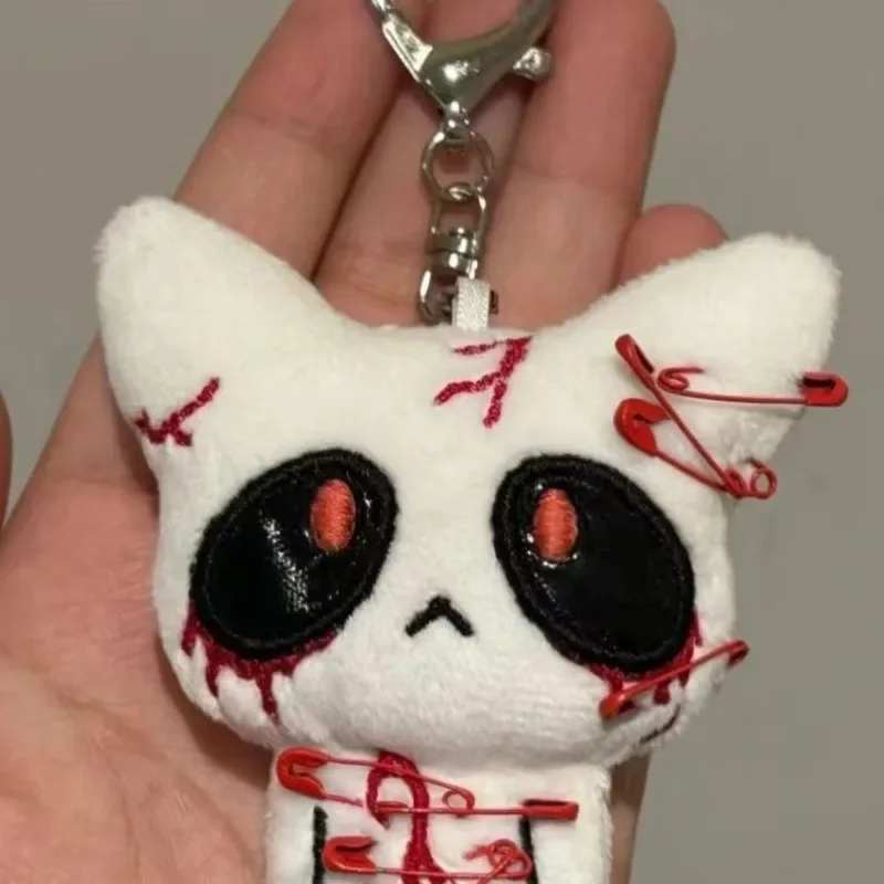 Halloween Horror Plush Keychain Creepy Bloody Monster Doll Goth Bag Charm Scary Accessories for Backpack Cosplay Party Decor