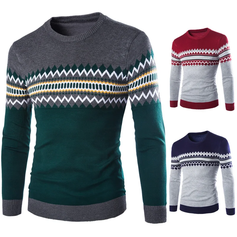 

Autumn and Winter New Foreign Trade Men's Sweater Pullover Round Neck British Boutique