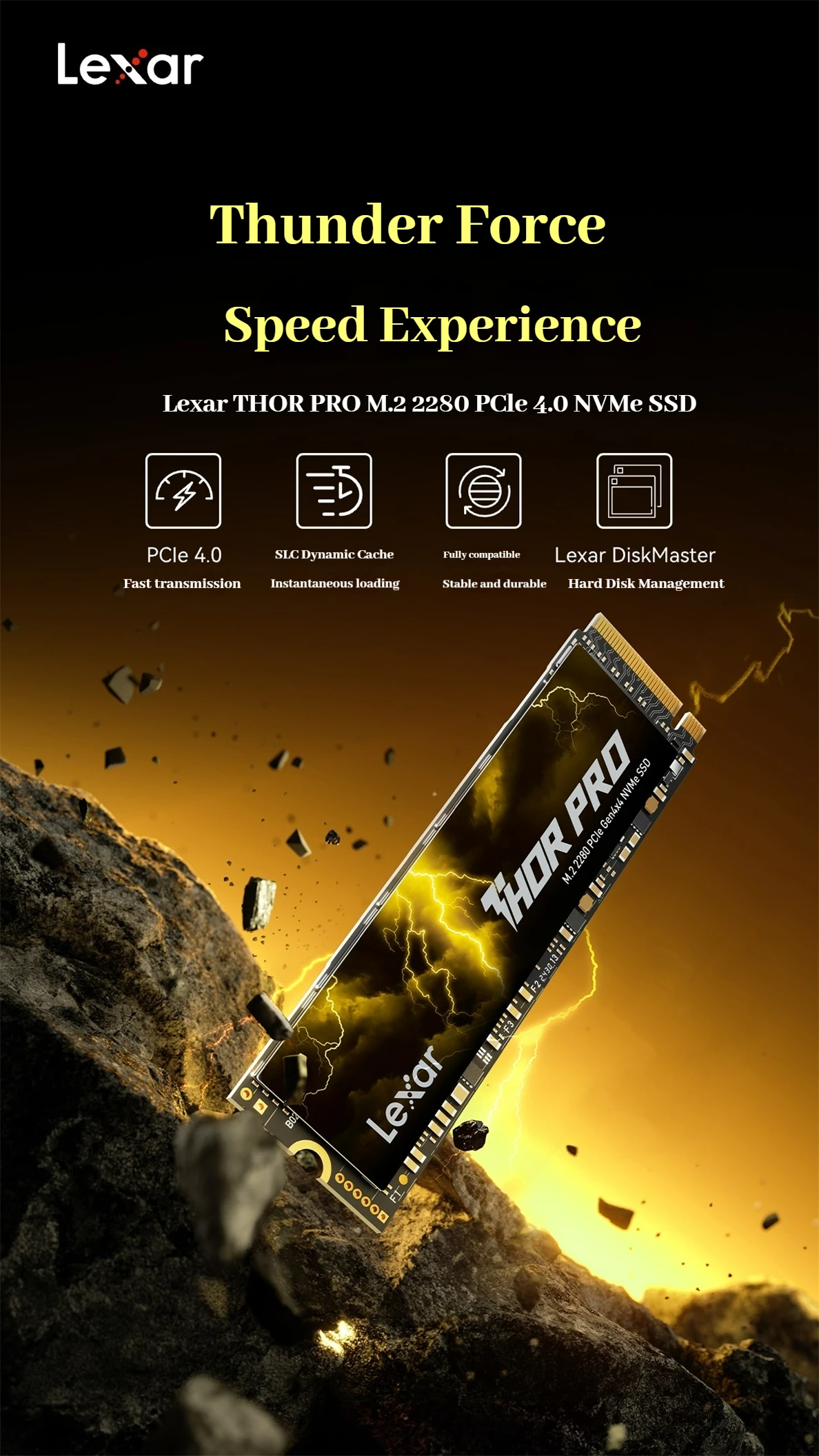 内蔵型SSD lexar thor pro 2tb m.2 ssd Lexar THOR PRO SSD NVMe M.2 6500MB/s 1TB 2TB M.2 2280 PCIe