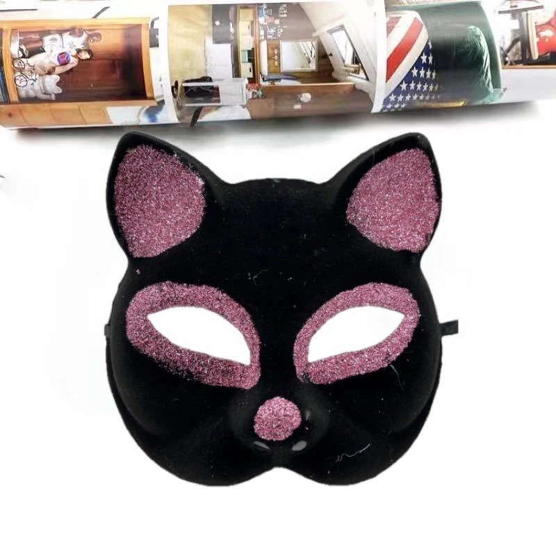 

Flocking Cat Women Masquerade Masks Rhinestones Glitter Decorate Halloween Animal Cosplay Sexy Carnival Show Prom Beach Party