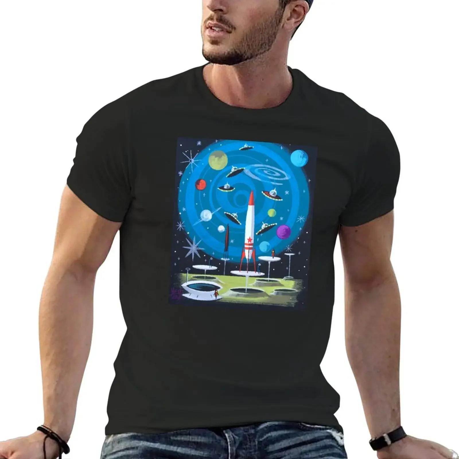 

Spaceships In Space T-Shirt plain anime tshirt baggy shirts new edition tshirts for men