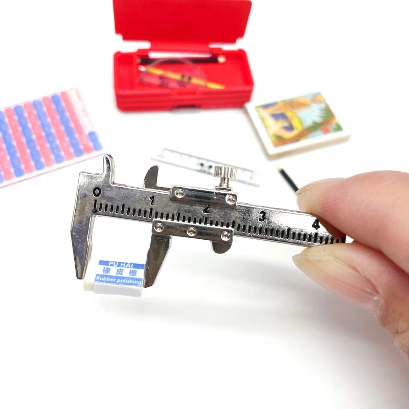 

1/12 Dollhouse Miniature Vernier Caliper Doll House Decoration Accessories For Kids Gift Pretend Play Toys Mini Ruler Model