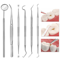 3-6pcs Dental Cleaning Tools Set Mouth Mirror Stainless Steel Tweezers Elbow Probe Dentists Instrument Teeth Whitening Dentistry