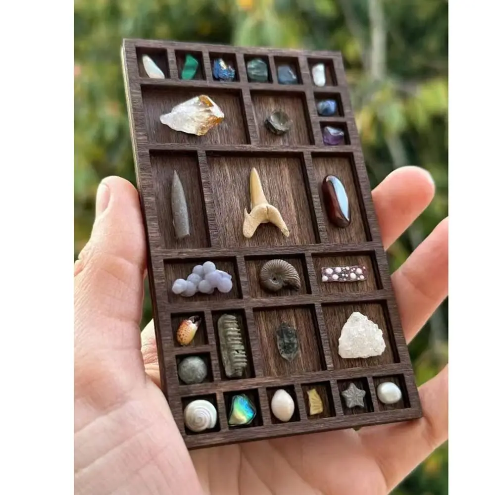 NEW Brown Miniature Trinket Shelf Variety Grids Compartments Dollhouse Shelf Goods Display Rack Model Home Decorations