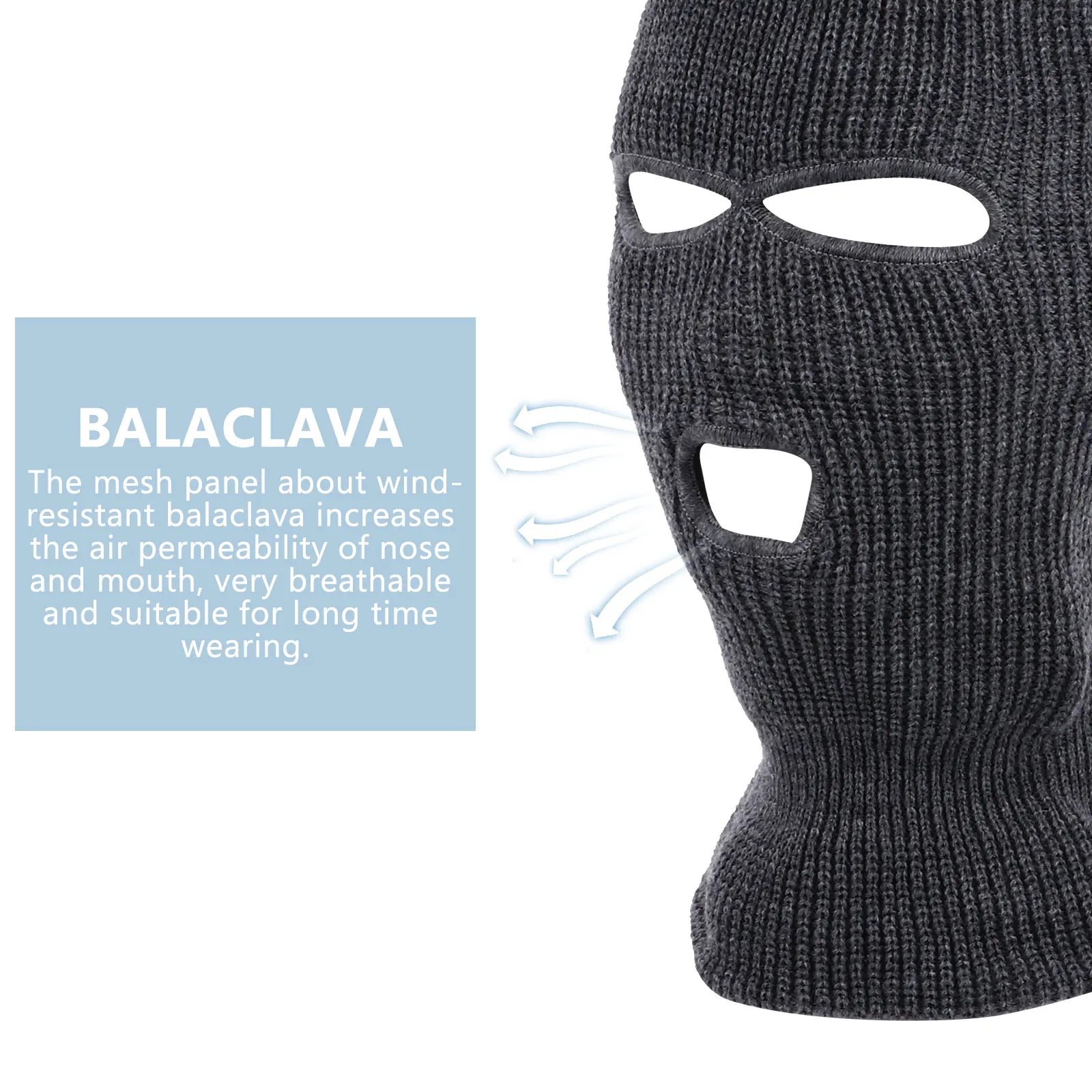 

Warm Knitted Hat Outdoor Neck Cover Facial Mask Cycling 3-holes Face Yarn Child