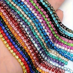10Yards/roll Rhinestones Citrine Topaz Lt.Amethyst Rose Chain SS6-2mm Sew-On Glue-On For Clothes Garment Accessories trim Chain
