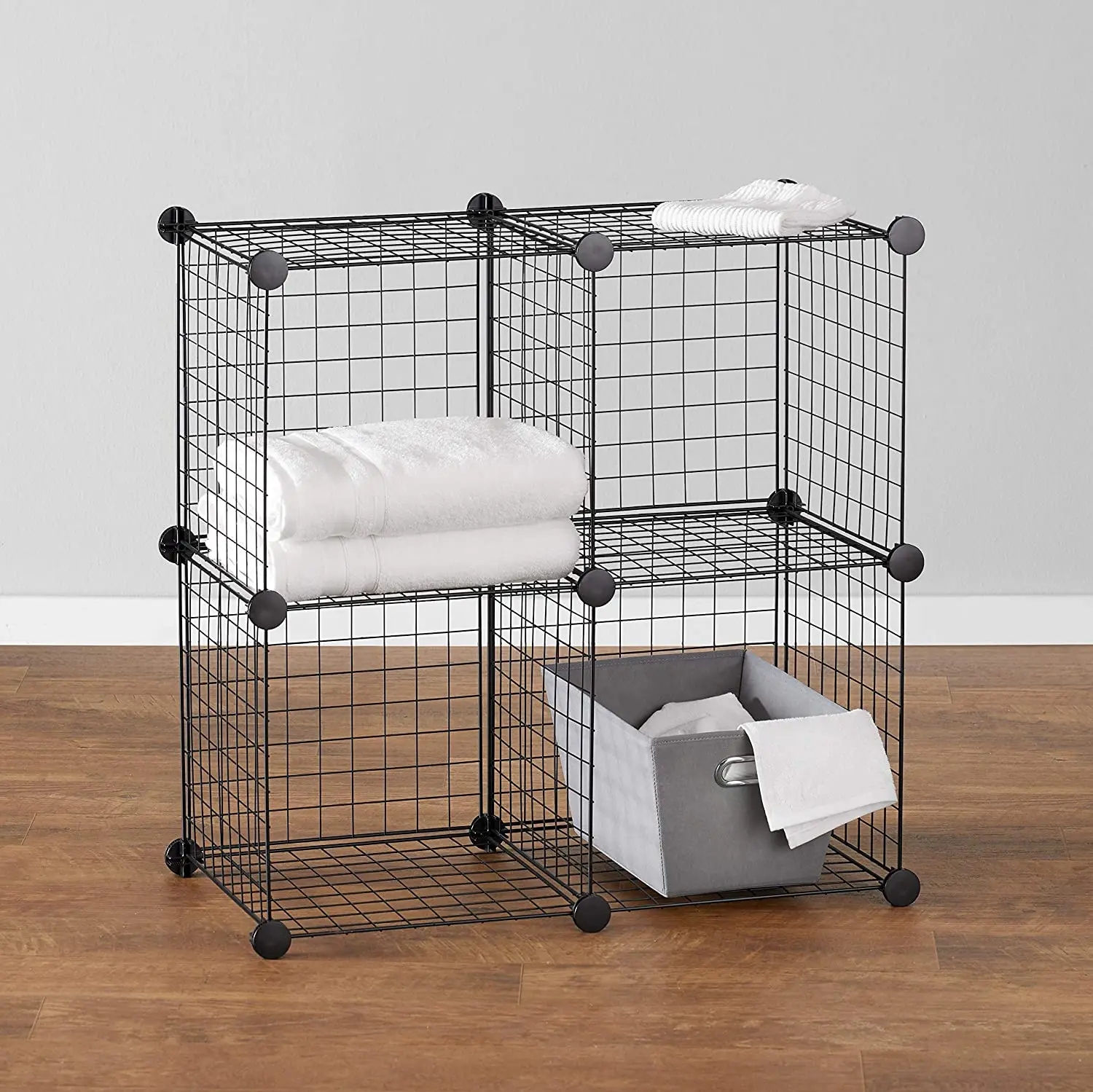 Economic Wire Cube Storage Organizer 4-Cube Wire Grid Storage Shelves