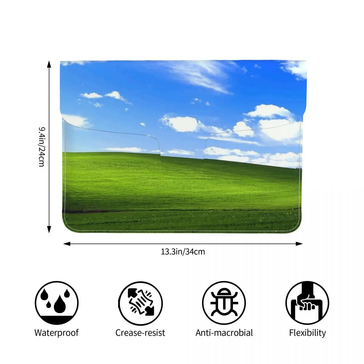 Windows XP Background PU Leather Horizontal Laptop Sleeve Shockproof Soft Lining Notebook Case 13 Inch