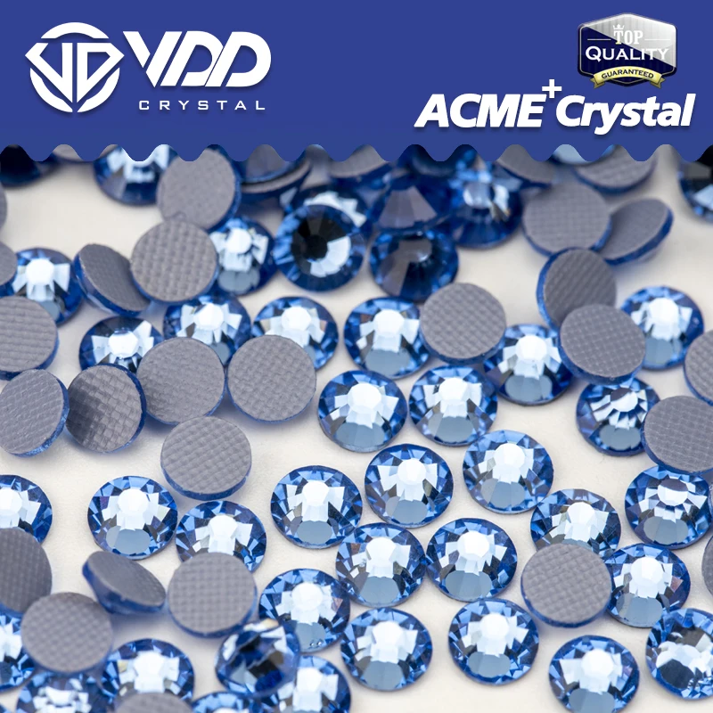 VDD 028 Lt. Seria Sapphire ACME + szklane cyrkonie kryształ płaski tylny Strass brokatowe kamienie do DIY akcesoria odzieżowe