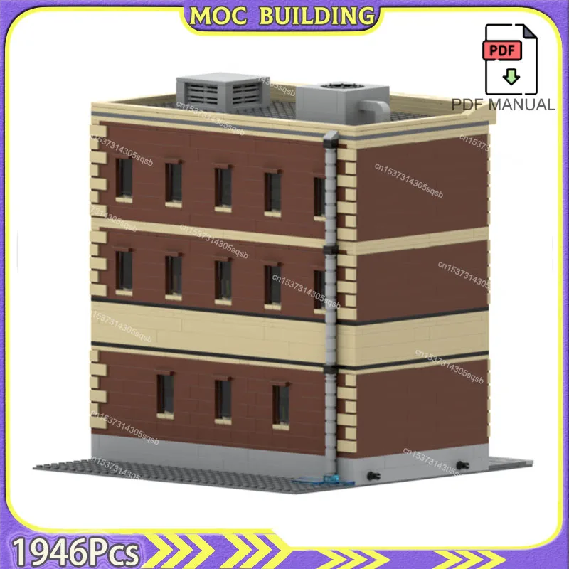 Cidade rua vista biblioteca modular casa cidade edifícios tijolos construção moc blocos de construção modelo diy montagem tijolo brinquedos