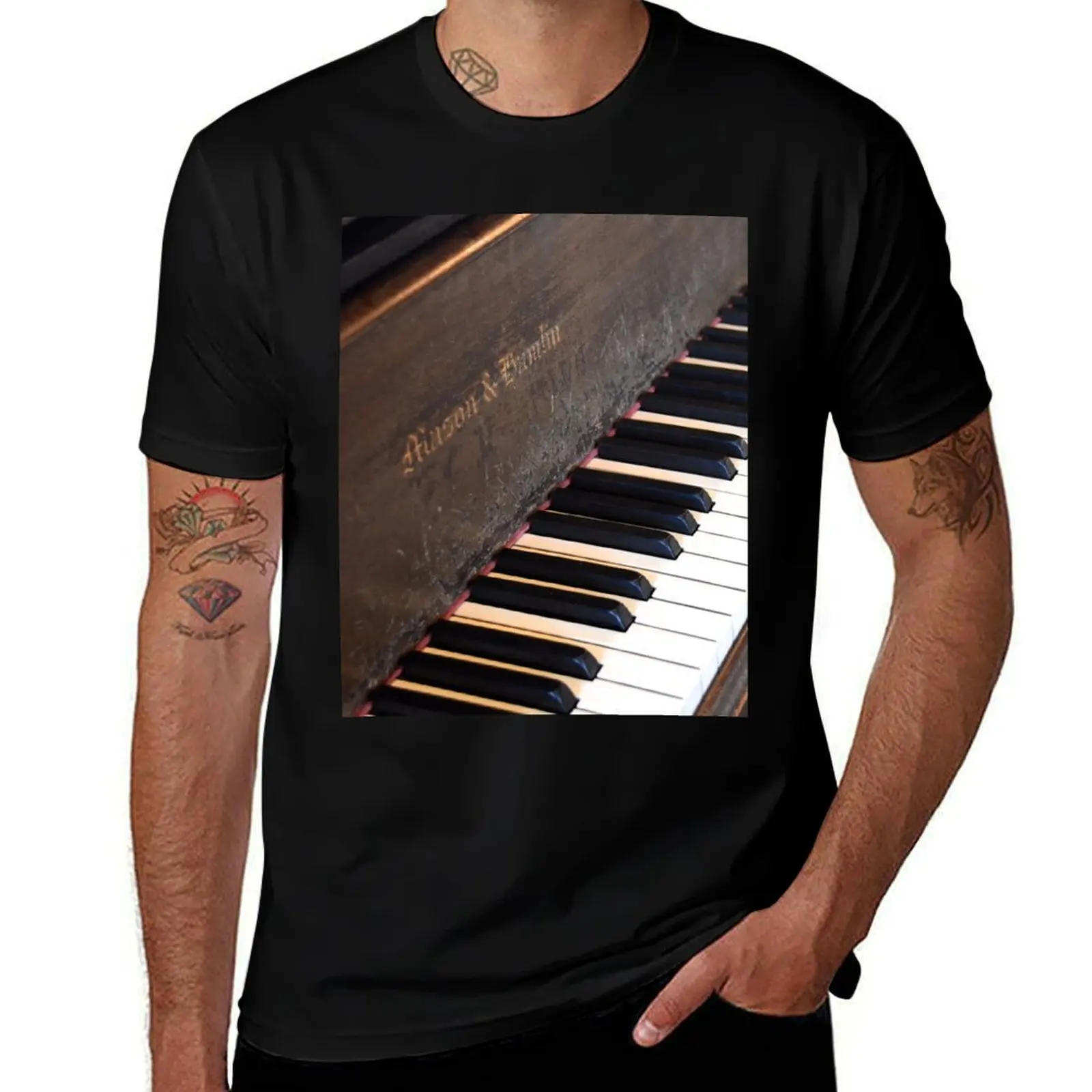 Antique Mason & Hamlin Piano T-Shirt Classic Crew Neck Cotton T-Shirt