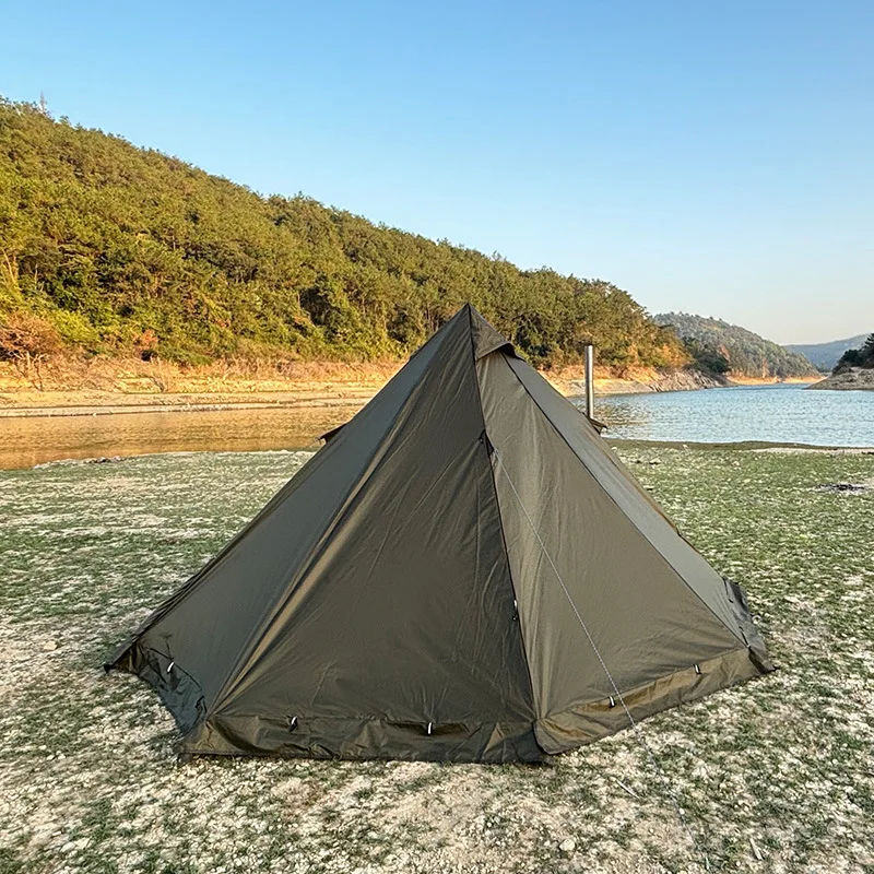 2026 Winter Snow Skirt Flame Retardant Anti-scalding Chimney Tent 2-3 People Wood Stove Hot Tent Eight-sided Pyramid Tent Campin