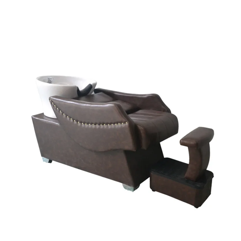 Yjq shampoo bed barber shop semi-reclining hairdresser special ceramic deep basin flushing bed