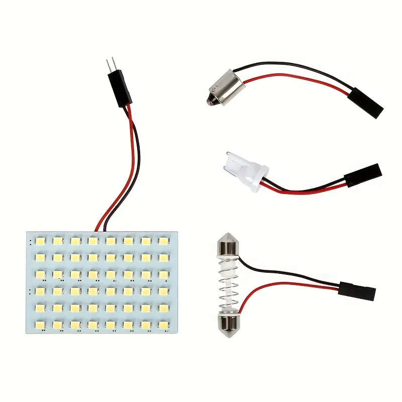 Super White 5050 48-SMD LED Panel Dome Lamp Auto Car Interior Reading Plate Light Roof Ceiling Interior Wired Lamp + Adapter