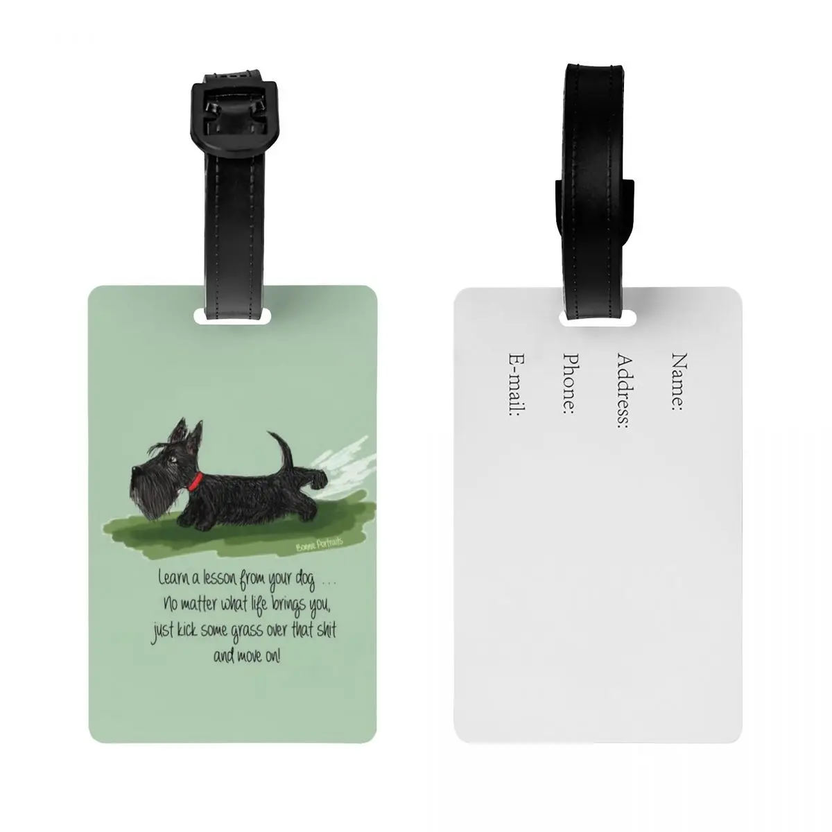 Custom Kawaii Scottie Dog Luggage Tag With Name Card Scottish Terrier Privacy Cover ID Label for Travel Bag Suitcase