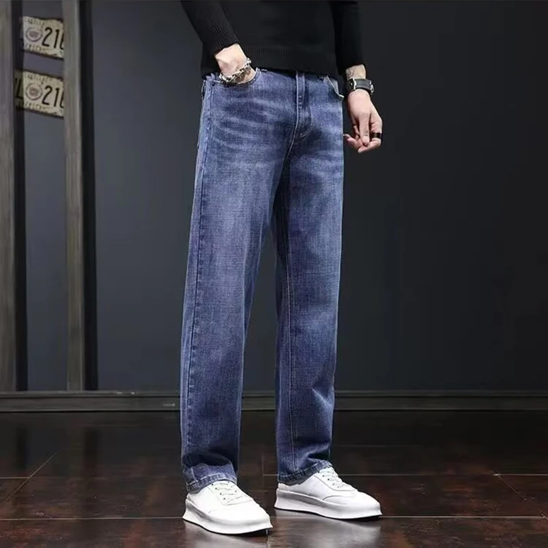 2026 Men Classic Straight Leg Loose Comfortable Versatile Jeans Spring Autumn New Male Casual Wear Resistant Work Denim Trousers