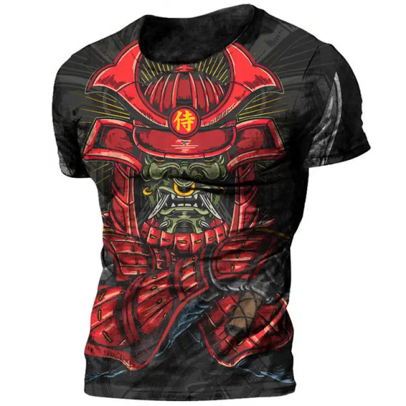 Cool Japanese Samurai Men T-shirt 3D Printed Personality Streetwear Hip Hop T Shirt For Men O-neck Short Sleeve Harajuku Tee Top