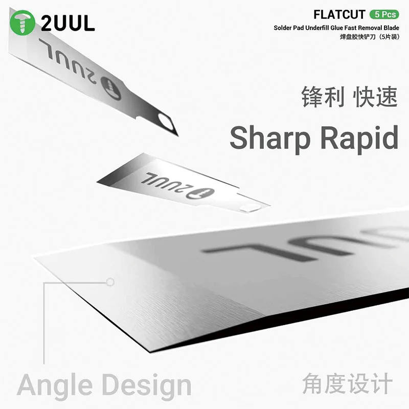 

2UUL DA28 Professional PCB Solder Pad Cleaning Blades, FlatCut Fast Scraper 5PCS for Electronics Repair & Assembly Work