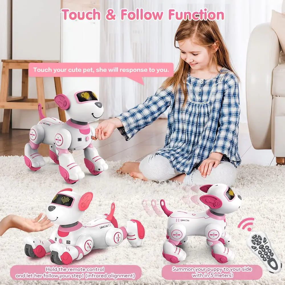Interactive Remote Control Robot Dog Toy for Youngsters  17 Functions,  Ideal Birthday Gift for Girls Ages 3+