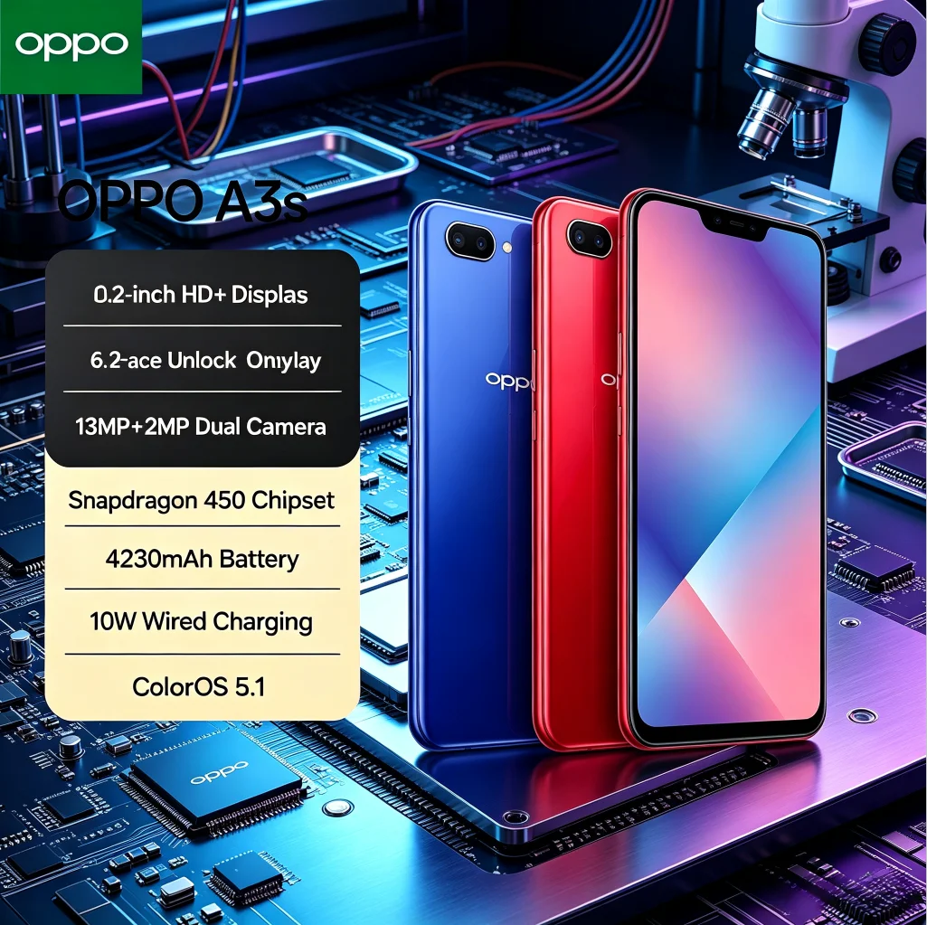 2026New OPPOA3s 8+256GB Dual SIM 5G Smartphone AI Dual Camera 6.2'' HD+ Display Helio P35 Chipset Large Memory Mobile Phone