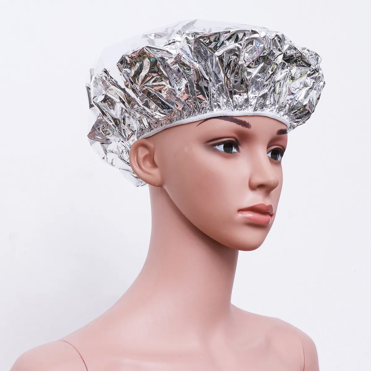 

6Pcs Disposable Aluminum Foil Hair Cap for Women Makeup Removal Clean Facial Insulation Hairdressing Cap