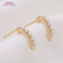 4PCS New Korean Fashion High Quality 14K Gold Color Plated Pearl Earring Hooks for DIY Jewelry Earrings Findings Accessories
