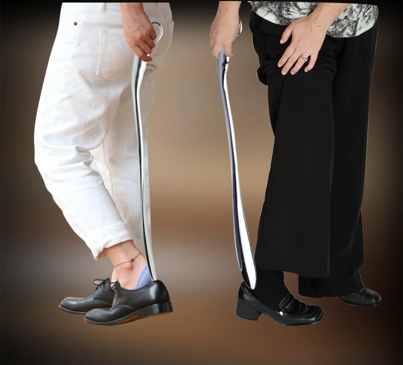 Professionelle 52 cm lange Schuhlöffel aus legiertem Metall zum bequemen Tragen von Schuhen, Horn und Löffel, Leder-High-Heel-Schuh-Hängelöffel – Detail 9