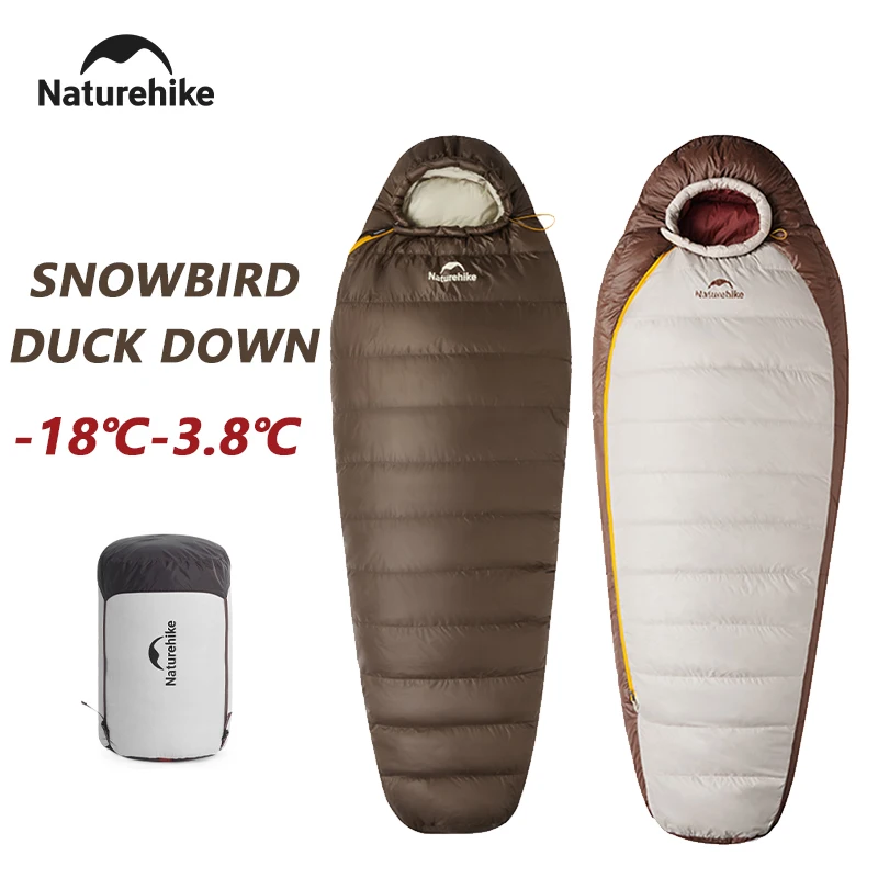 Naturehike Winter Sleeping Bag Snowbird Camping Duck Down Adult Sleeping Bag Hiking Waterproof Sleeping Bags Outdoor -18℃-3.8℃