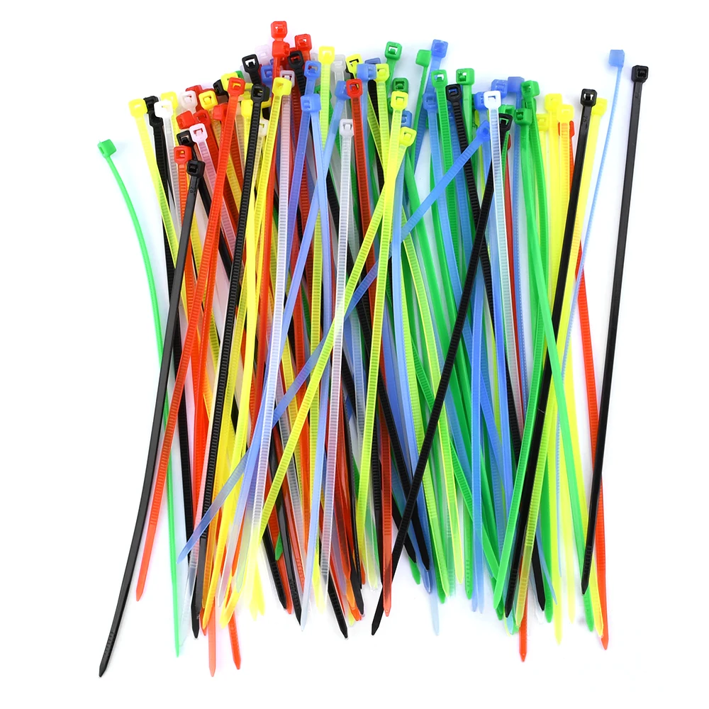 100pcs/bag 2.5x3x100\150\200mm Self-locking Plastic Nylon Tie Cable Fastening Ring Cable Tie Zip Wraps Strap Nylon Cable Tie Set