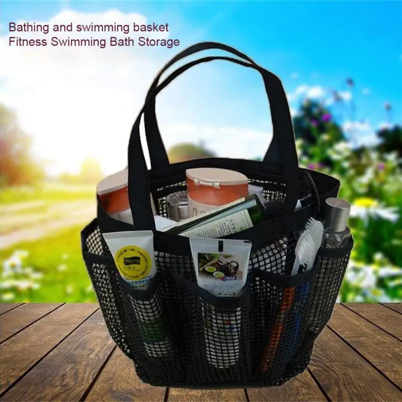 Portable Mesh Shower Caddy Tote Beach Bag Travel Storage Wash Bag Swimming Bath Bag Suitable for Outdoor Camping Quick Tote